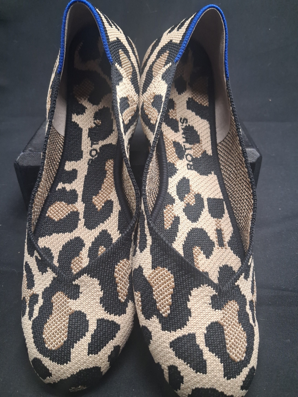 Leopard Print Knit Ballet Flats - Beige & Black. Retired